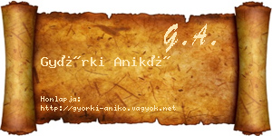 Györki Anikó névjegykártya